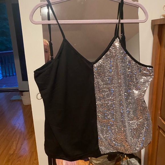 🌺 3/$15 Black and Silver Cami Tank - Picture 3 of 3